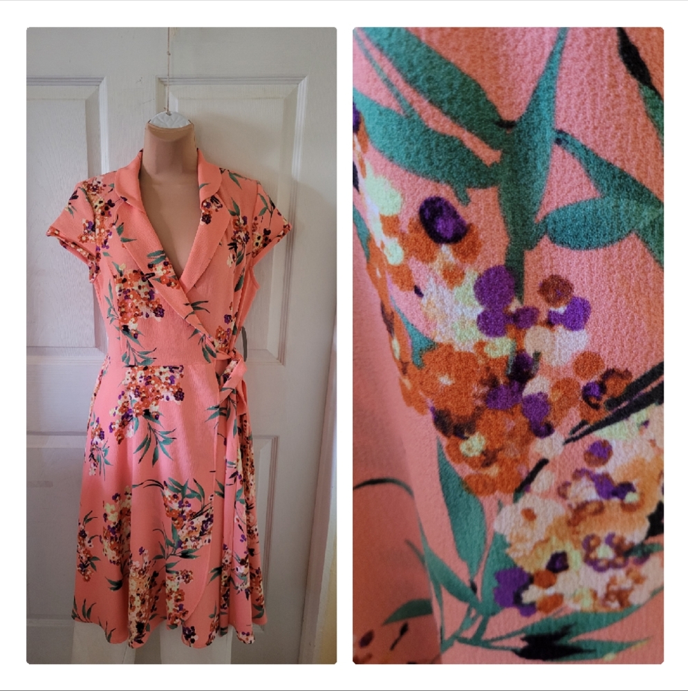 Eva mendez print wrap dress